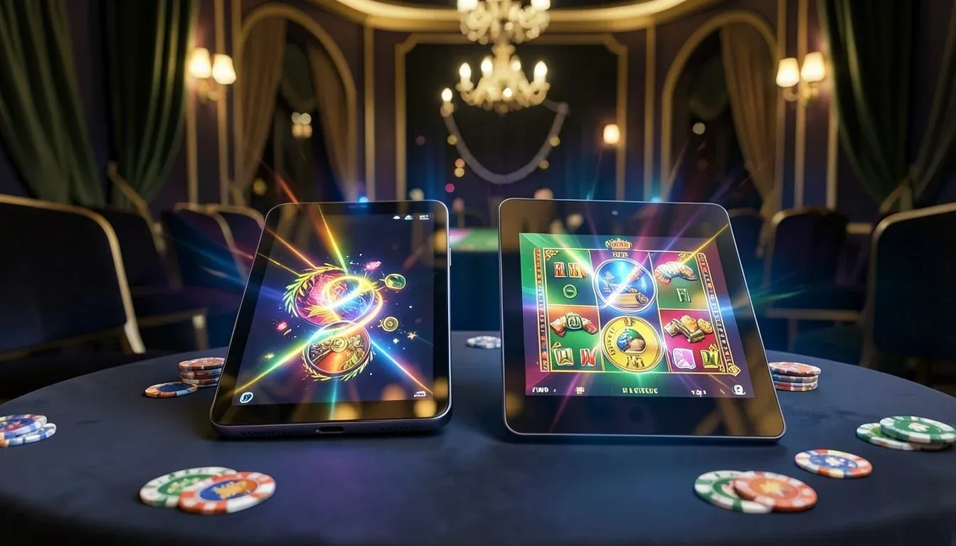 Cresus Casino running on a phone and a tablet